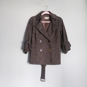 Michael Kors Snakeskin Espresso Chocolate Brown Animal Print Belt Jacket